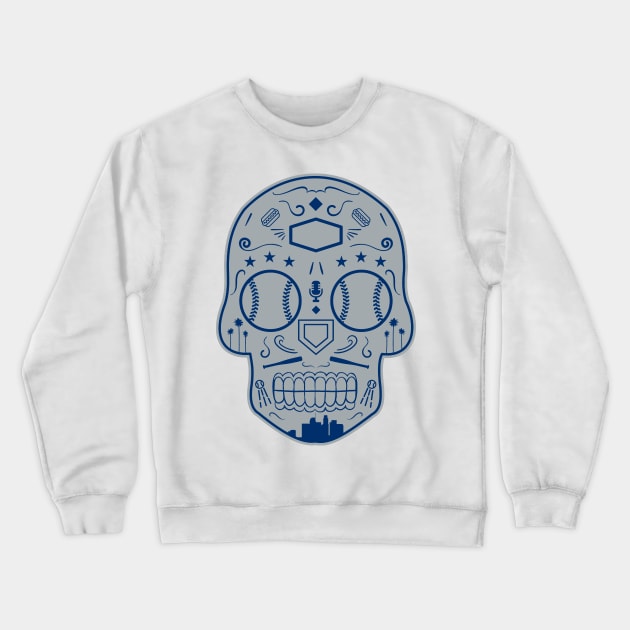 Los Angeles Baseball Sugar Skull Crewneck Sweatshirt by StickyHenderson
